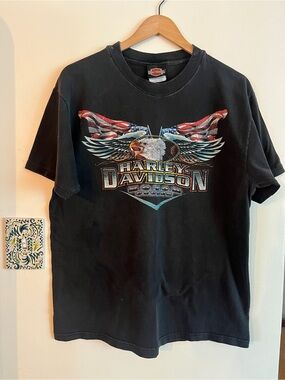 Vintage 1990s Harley-Davidson Men's Black Eagle Graphic Tee